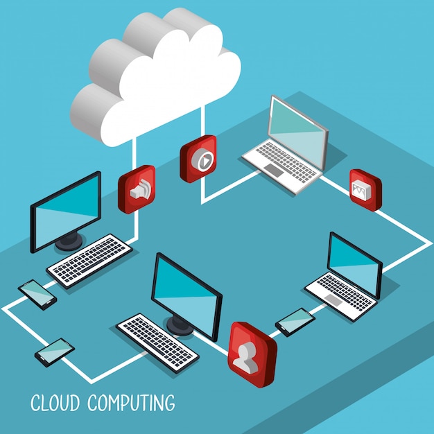 Ilustración de computación en la nube