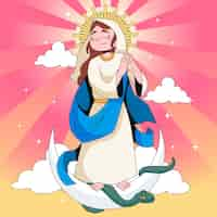 Vector gratuito ilustración de la concepción inmaculada dibujada a mano