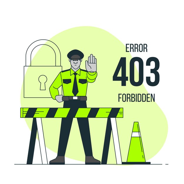 Ilustración del concepto de 403 error prohibido (con la policía)