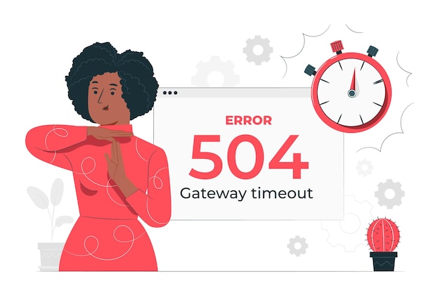 Vector gratuito ilustración del concepto de 504 error tiempo de espera de puerta de enlace