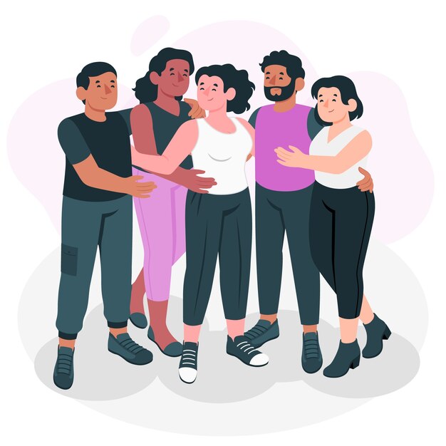 Ilustración de concepto de abrazo colectivo