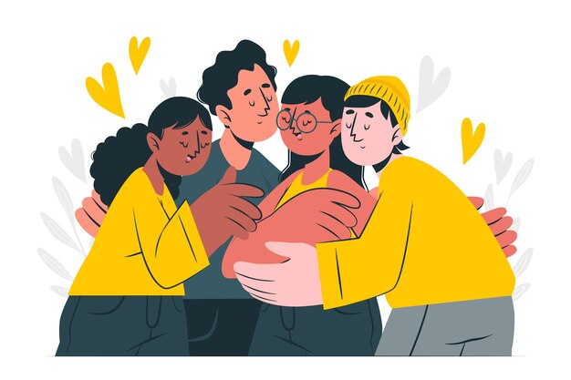 Ilustración de concepto de abrazo colectivo