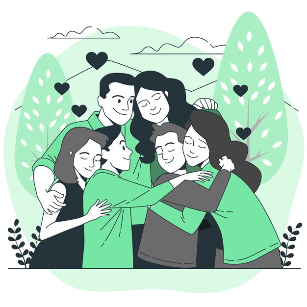 Ilustración de concepto de abrazo colectivo