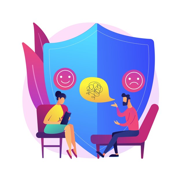 Ilustración de concepto abstracto de asesoramiento de depresión. Consulta médica profesional, síntomas de depresión, tratamiento, consejería psiquiatra, condición de salud mental.