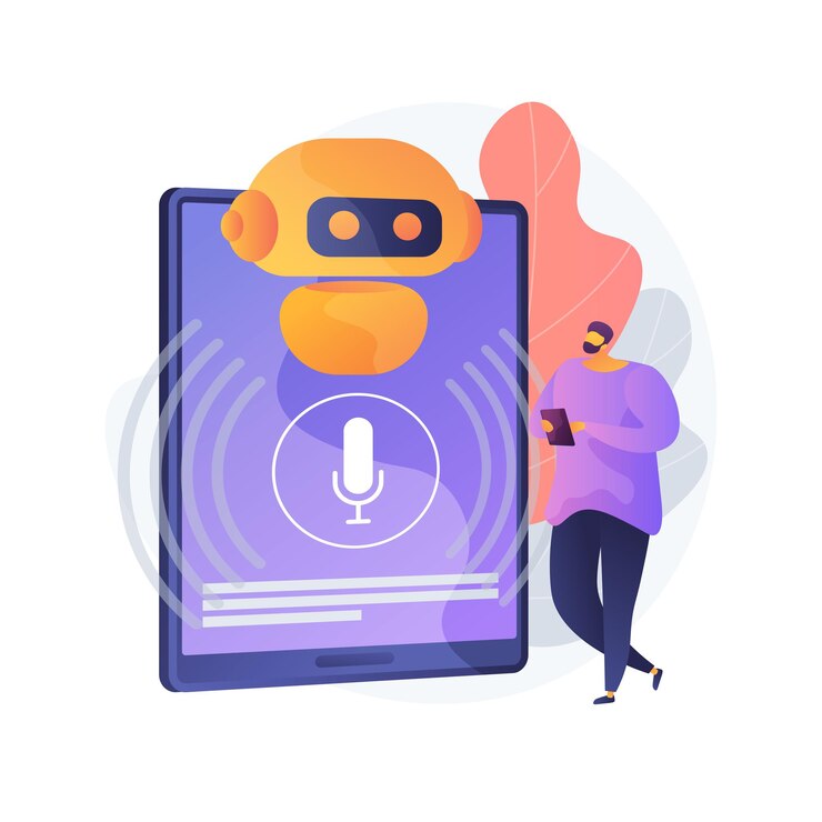 Vector gratuito ilustración de concepto abstracto de asistente virtual controlado por voz de chatbot