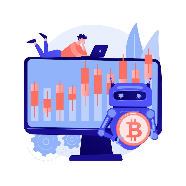 Vector gratuito ilustración de concepto abstracto de bot de comercio criptográfico