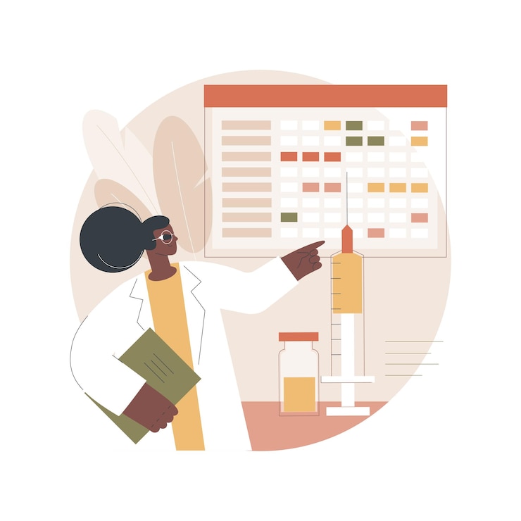 Vector gratuito ilustración de concepto abstracto de calendario de inmunización