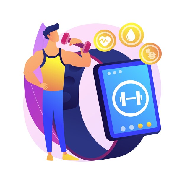 Ilustración de concepto abstracto de entrenamiento inteligente. Programas y herramientas de entrenamiento inteligente en línea, nueva tecnología de gimnasio, aplicación de entrenamiento físico, mejora la salud, pérdida de grasa, tonificación