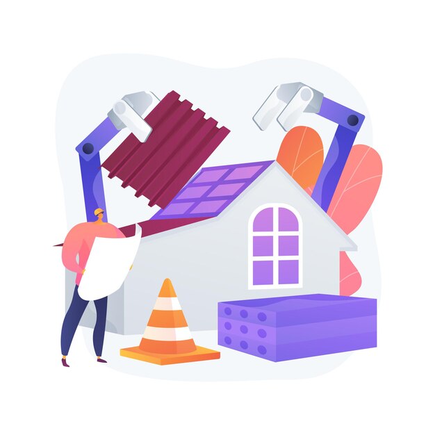 Ilustración de concepto abstracto de equipo de construcción automatizado
