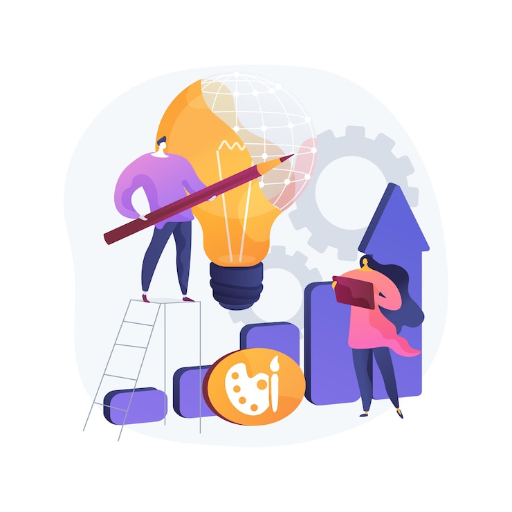 Vector gratuito ilustración de concepto abstracto de estrategia de diseño. desarrollo del plan de diseño, implementación de la idea del proyecto, requisitos del proyecto, web y diseño, aplicación de software de dibujo