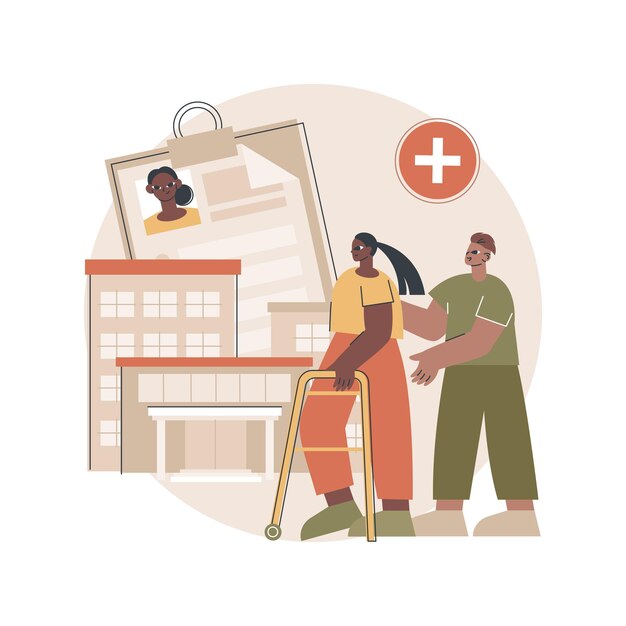 Ilustración de concepto abstracto de hospital de rehabilitación