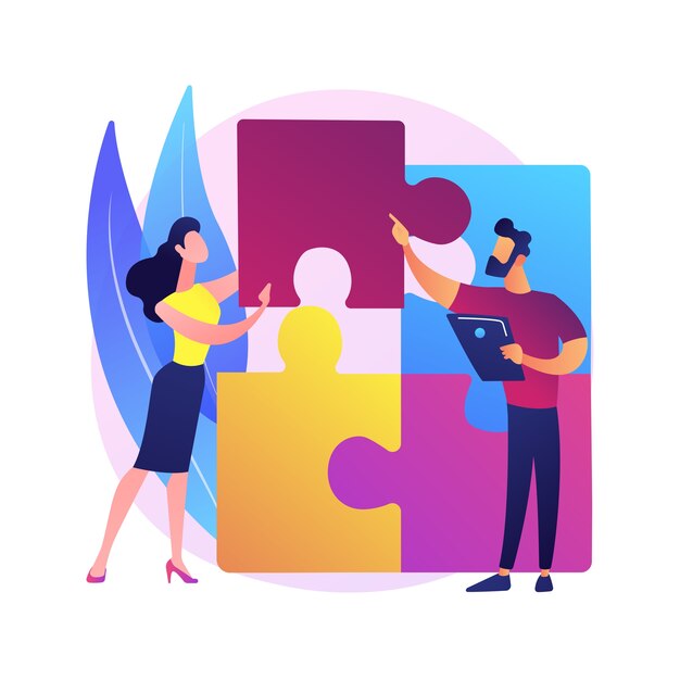 Ilustración de concepto abstracto de matriz de estructura de diseño. Representación visual del proyecto, análisis del sistema, gestión del proyecto, equipo de la organización, componente del producto, plazo