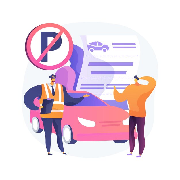 Ilustración de concepto abstracto de multas de estacionamiento