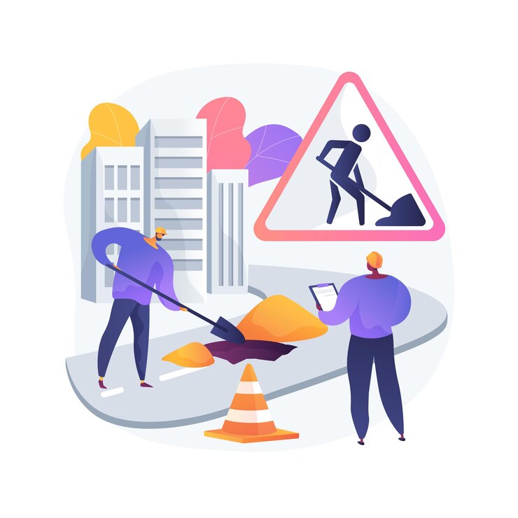 Vector gratuito ilustración de concepto abstracto de obras viales