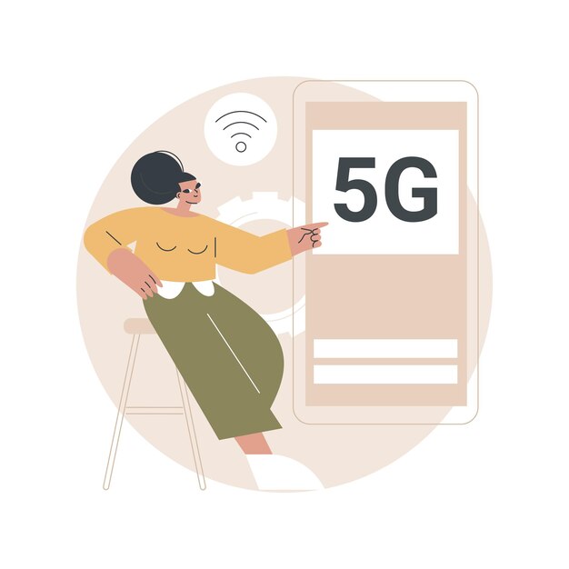 Ilustración de concepto abstracto de red 5G de teléfonos móviles
