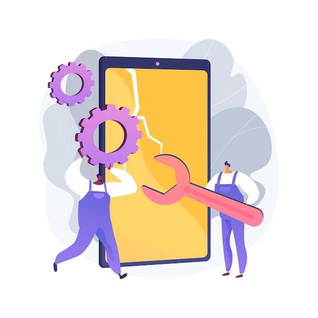 Ilustración de concepto abstracto de reparación de smartphone