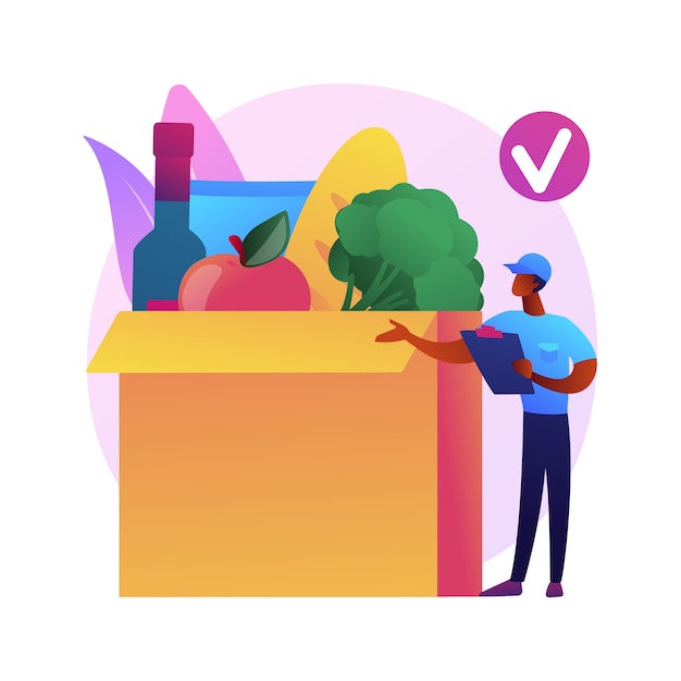 Ilustración de concepto abstracto de servicio de suscripción de caja. Plan de suscripción, negocio de comercio electrónico, servicio de compras, inicio de entrega de cajas, marketing en Internet, mercado