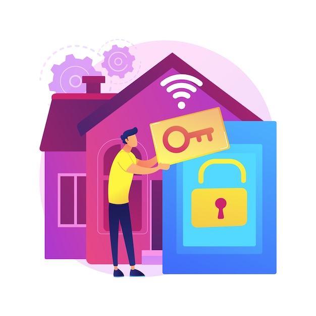 Ilustración del concepto abstracto del sistema de control de acceso. Sistema de limitación de acceso, solución de control biométrico, software de gestión de seguridad, tecnología de lector de huellas dactilares.