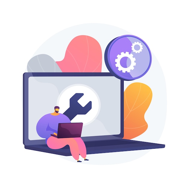 Ilustración de concepto abstracto de solución de problemas de computadora