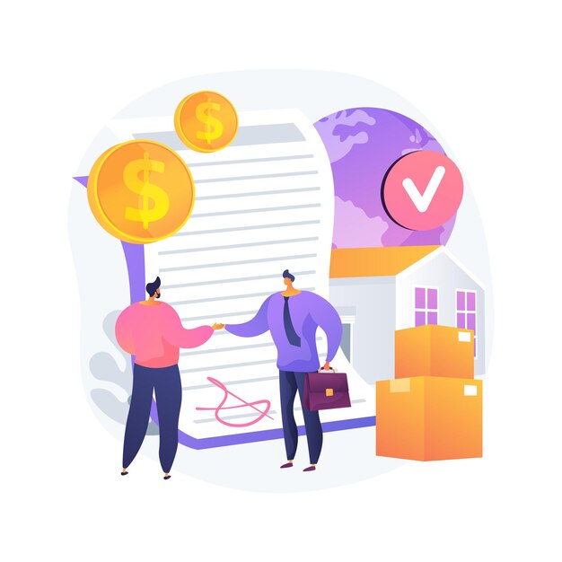 Ilustración de concepto abstracto de términos de contrato de venta