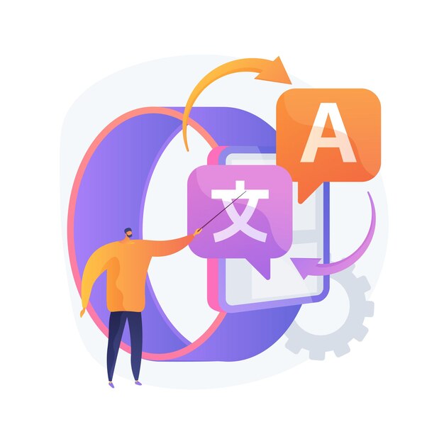 Ilustración de concepto abstracto de traductor digital