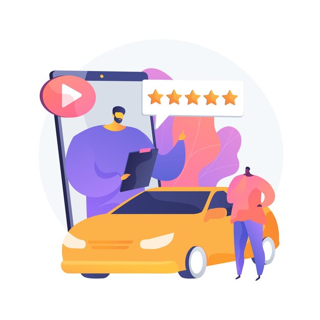Ilustración de concepto abstracto de video de revisión de coche