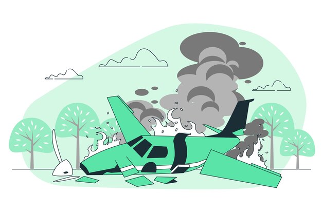 Ilustración del concepto de accidente de avión