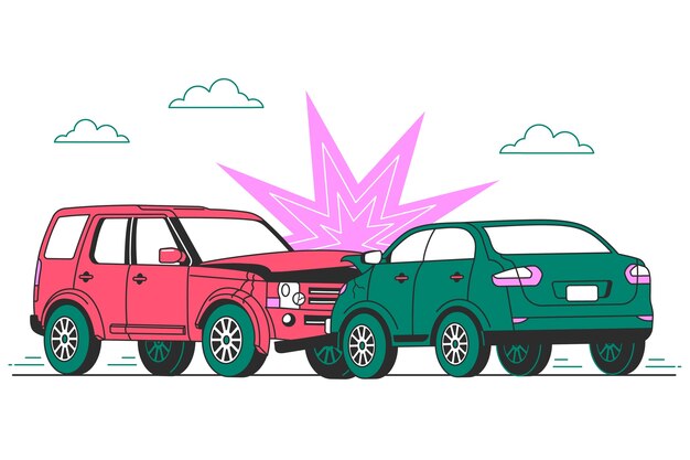 Ilustración de concepto de accidente de coche