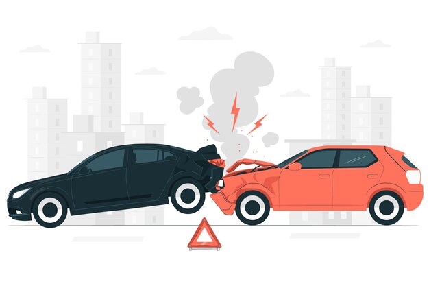 Ilustración de concepto de accidente de coche