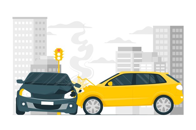 Ilustración de concepto de accidente de coche