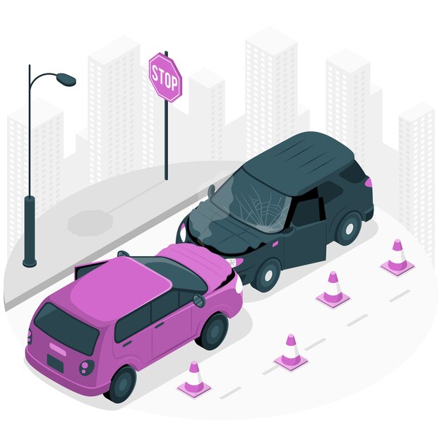 Ilustración de concepto de accidente de coche