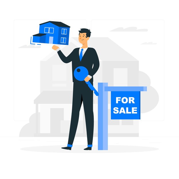 Ilustración del concepto de agente inmobiliario