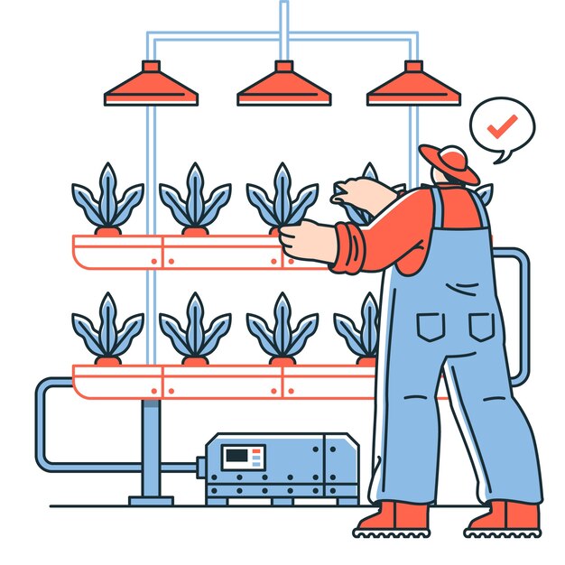Ilustración del concepto de agricultor hidropónico