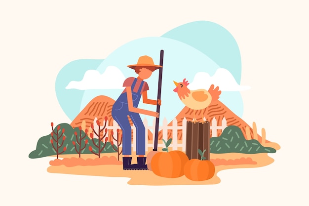 Vector gratuito ilustración de concepto de agricultura ecológica hombre
