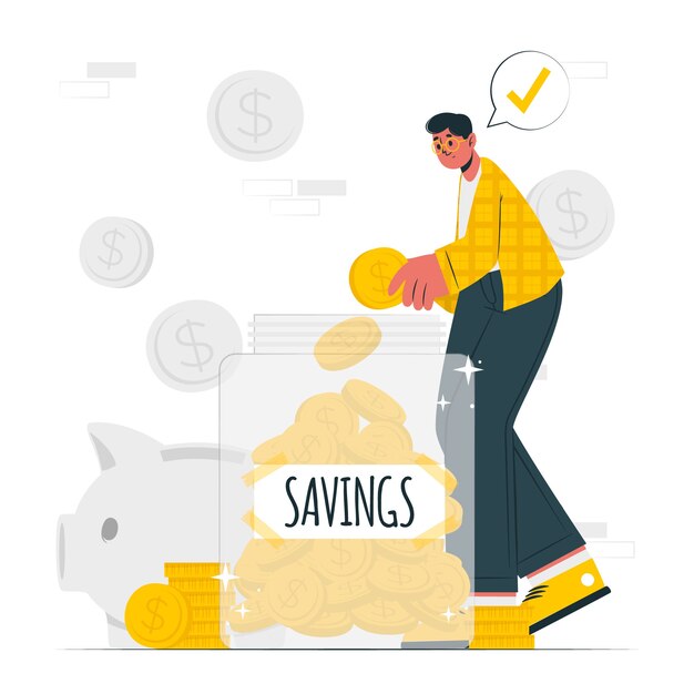 Ilustración del concepto de ahorro de dinero