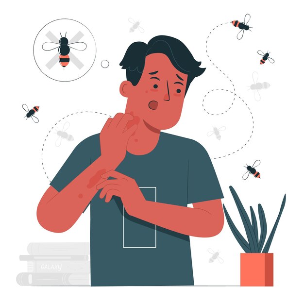 Ilustración de concepto de alergia a la avispa