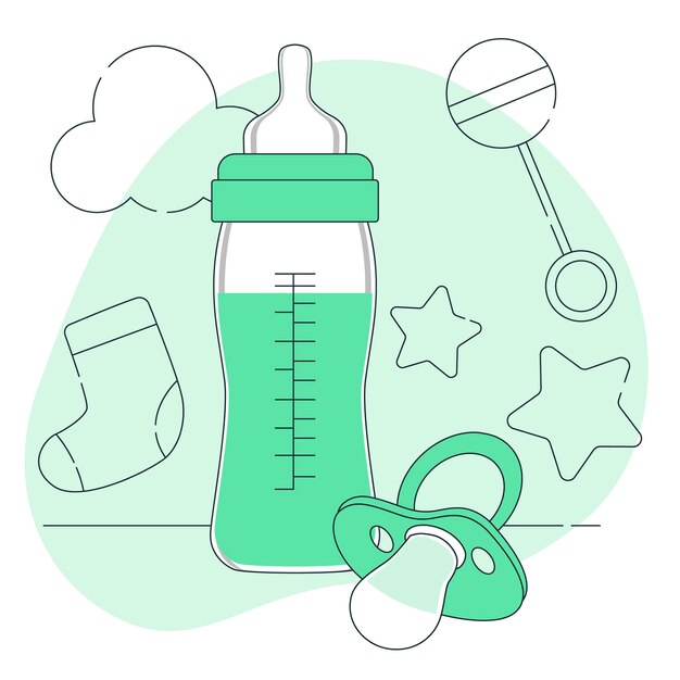Ilustración del concepto de alimentación con biberón para bebés