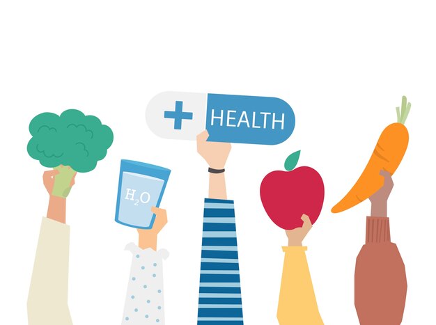 Ilustración del concepto de alimentación saludable