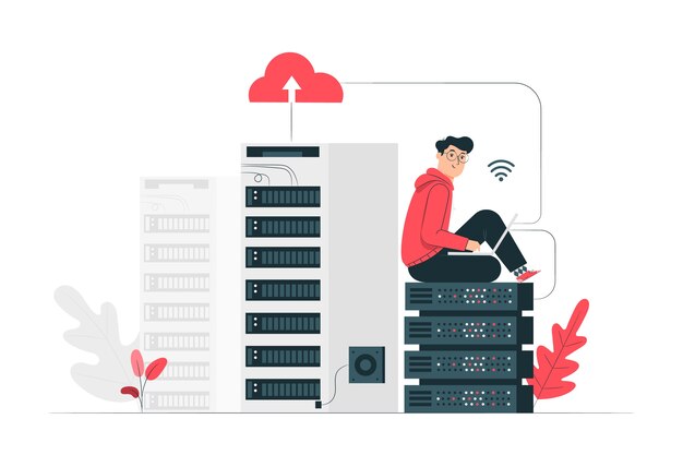 Ilustración del concepto de alojamiento en la nube