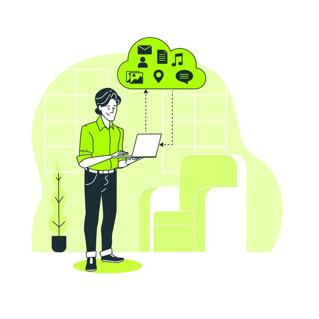 Ilustración del concepto de alojamiento en la nube