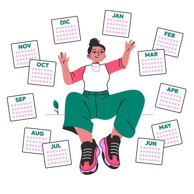 Ilustración del concepto de un año entero