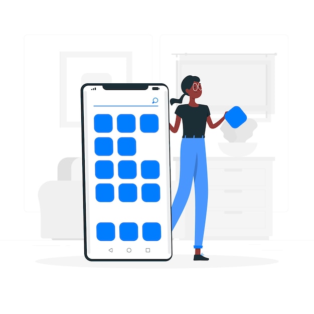 Ilustración de concepto de aplicaciones para móviles