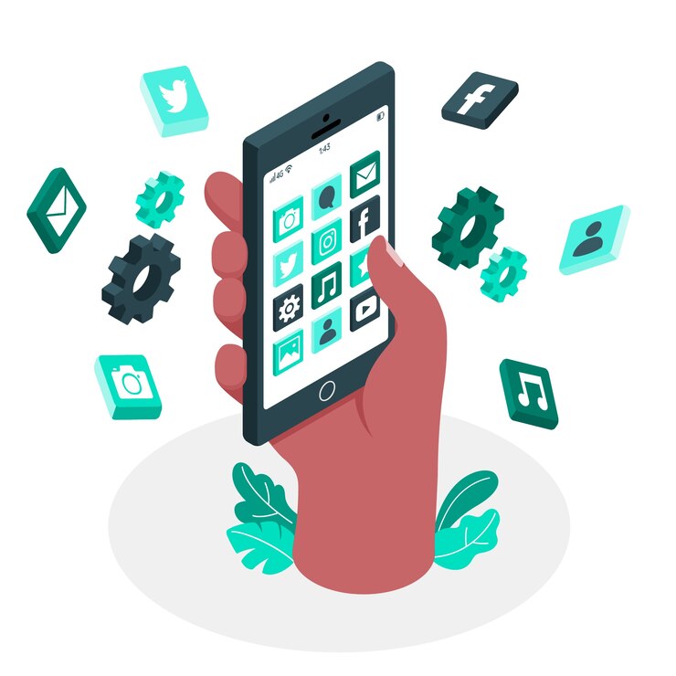 Vector gratuito ilustración del concepto de aplicaciones móviles