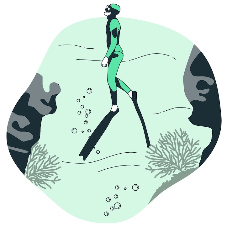 Vector gratuito ilustración del concepto de apnea subacuática