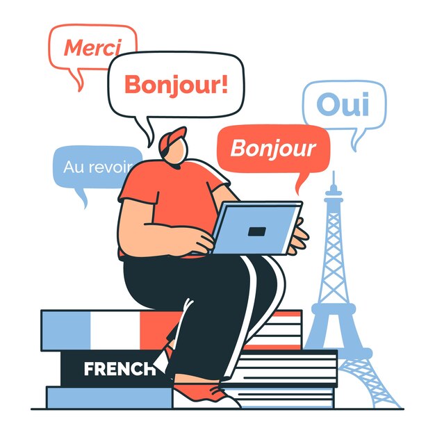 Ilustración del concepto de aprendizaje de francés
