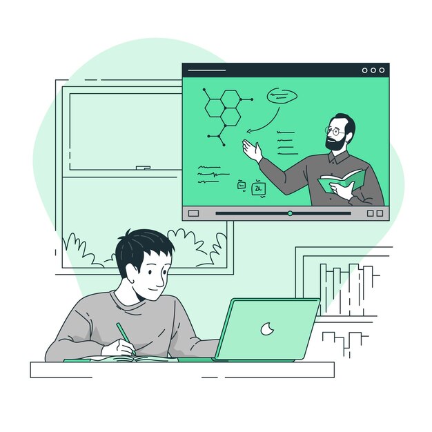 Ilustración del concepto de aprendizaje en línea