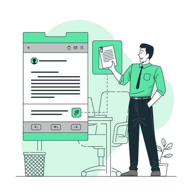 Ilustración de concepto de archivos adjuntos