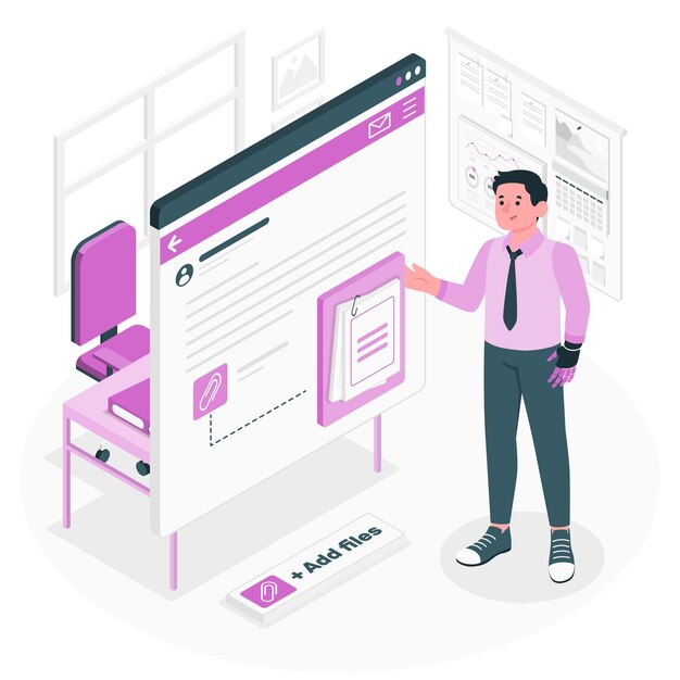 Ilustración de concepto de archivos adjuntos