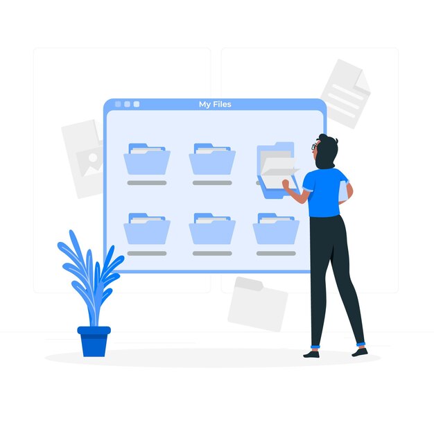 Ilustración de concepto de archivos personales digitales