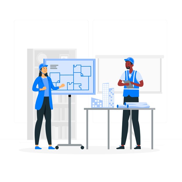 Ilustración del concepto de arquitecto de construcción